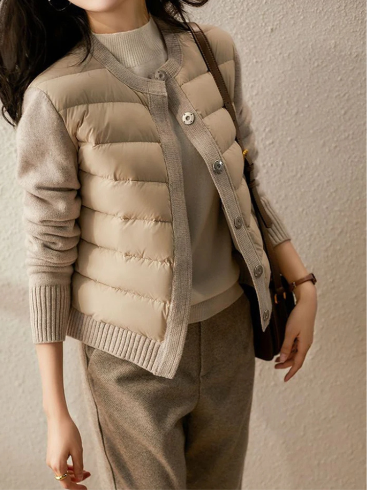 Taren Quilted Jacket — Lightweight Warmth with Ribbed Knit Comfort