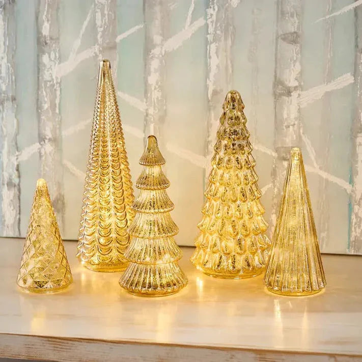 Norla — Hand-Blown Mercury Glass Christmas Trees with Warm LED Glow