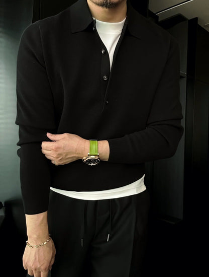 TitanThread™ Long Sleeve Polo Sweater — Own Every Moment with Unmatched Comfort and Sharp Style