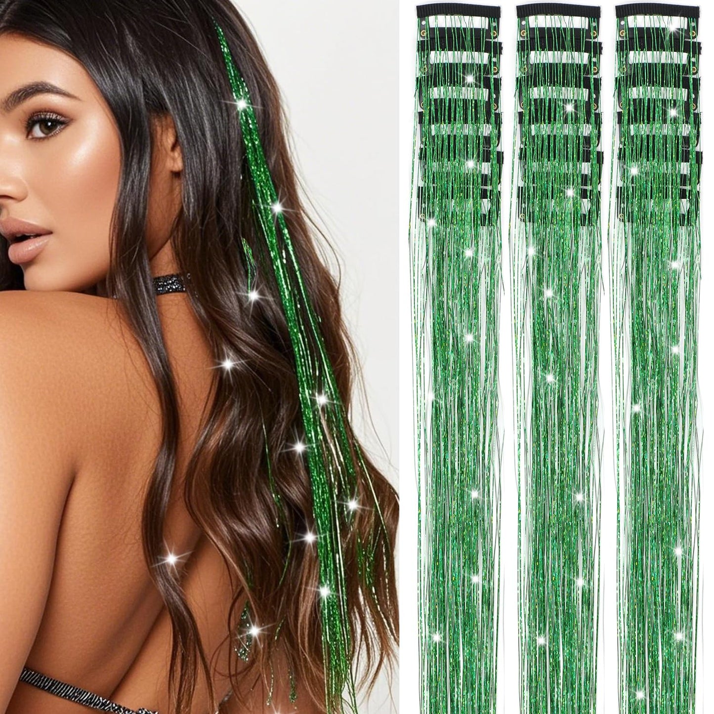 Liora — Rainbow Hair Tinsel Clip-In Extensions for Sparkling Highlights
