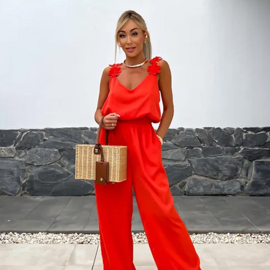 Ärmelloser Jumpsuit mit weitem Bein
