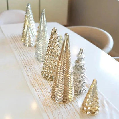 Norla — Hand-Blown Mercury Glass Christmas Trees with Warm LED Glow