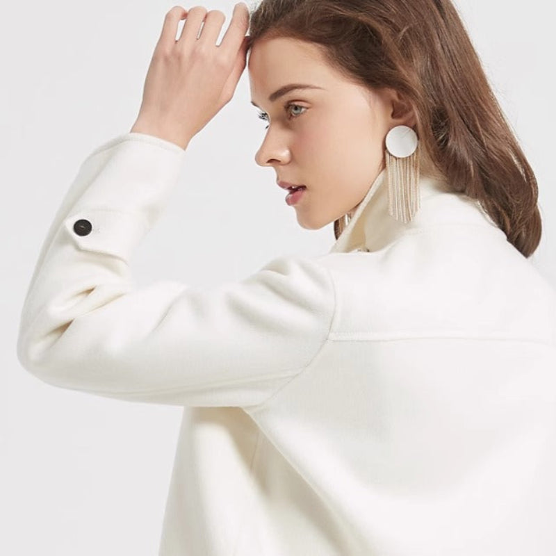 Liora Wool Jacket — Cropped Tailored Wool Coat with Structured Fit