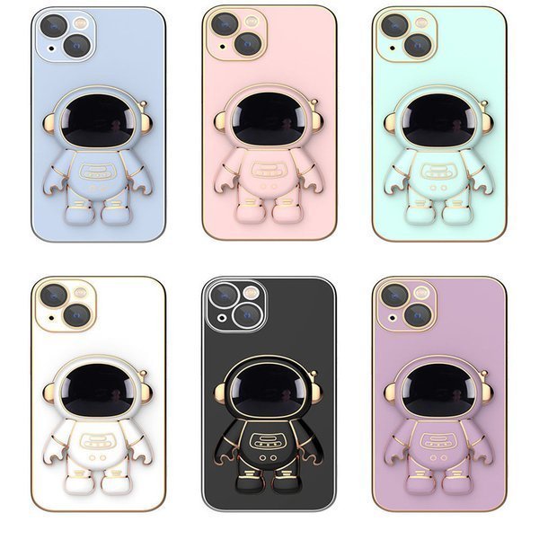 6D Plating Astronaut Hidden Stand Case Cover for iPhone