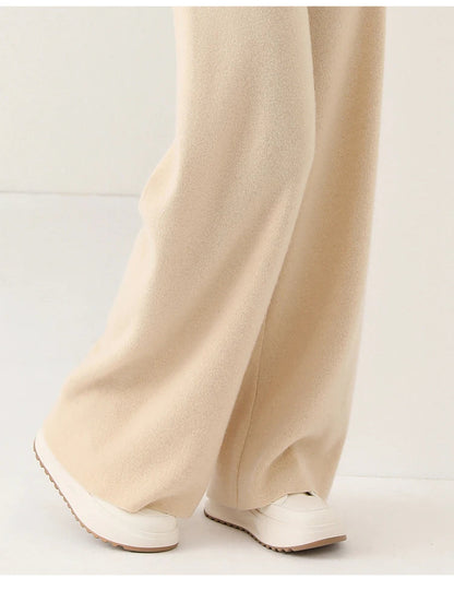 Alora — Merino Wool Wide-Leg Pants with High Waist Elastic