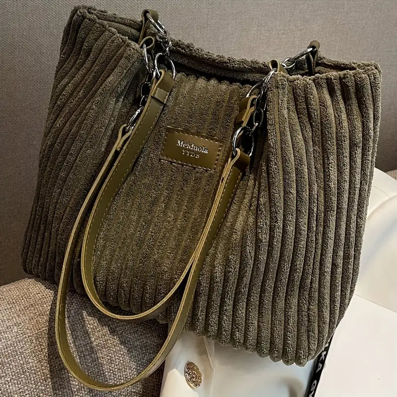 Layna — Stylish Corduroy Tote Bag with Adjustable Strap