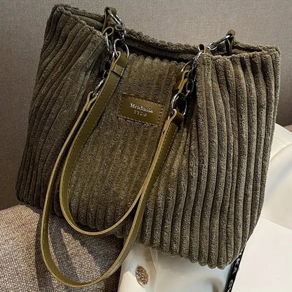 Layna — Stylish Corduroy Tote Bag with Adjustable Strap