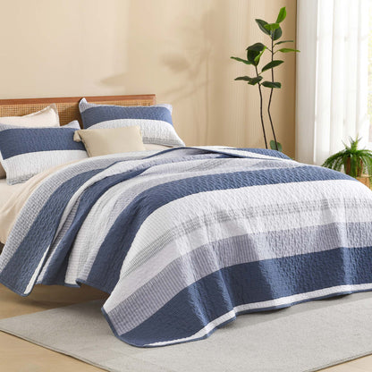 ShadowVeil™ Stripe Quilt Set — Unleash Bold Style and Year-Round Cloudlike Comfort