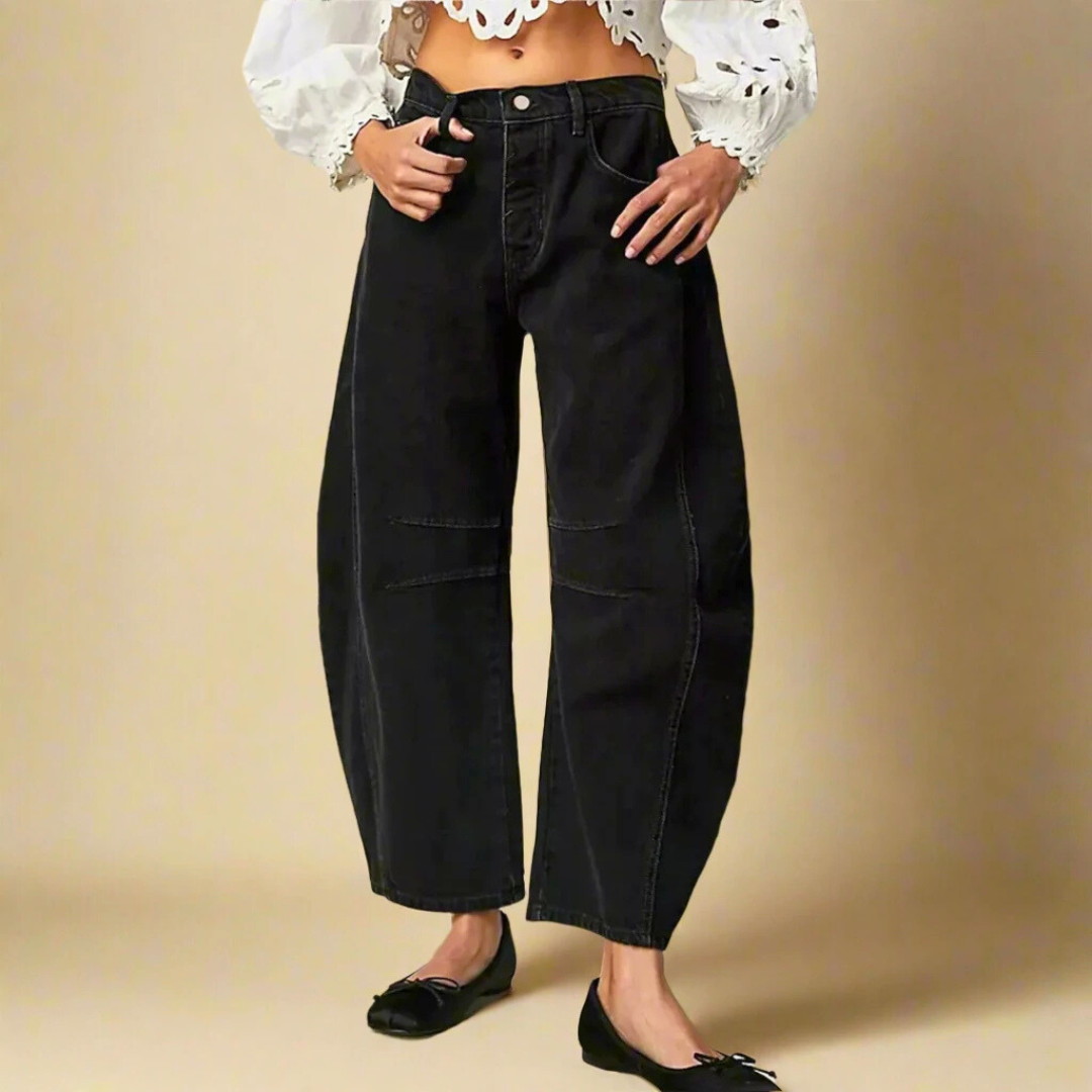 Norla — Vintage-Vaskede Korte Jeans med Knaplukning i Taljen