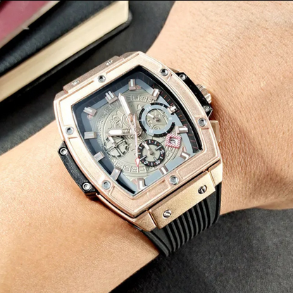 Orologio cronografo Tavion Chrono inciso in stile azteco con cinturino in silicone