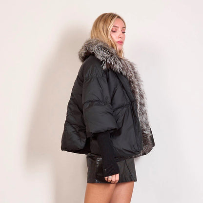 Elian Steppjacke — Warmer Weißer Entendaunenmantel mit Lockerer Passform
