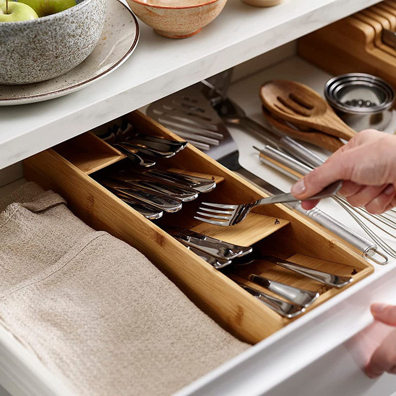 Bamboo Cutlery Organizer™ — Creëer Rust in je Keuken met Perfect Geordende Lades