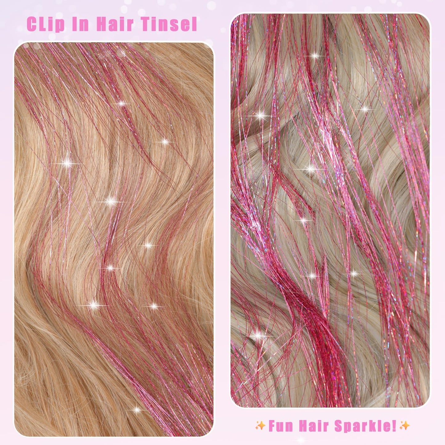 Liora — Rainbow Hair Tinsel Clip-In Extensions for Sparkling Highlights
