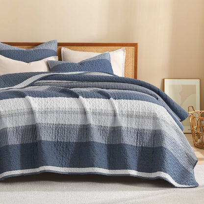 ShadowVeil™ Stripe Quilt Set — Unleash Bold Style and Year-Round Cloudlike Comfort