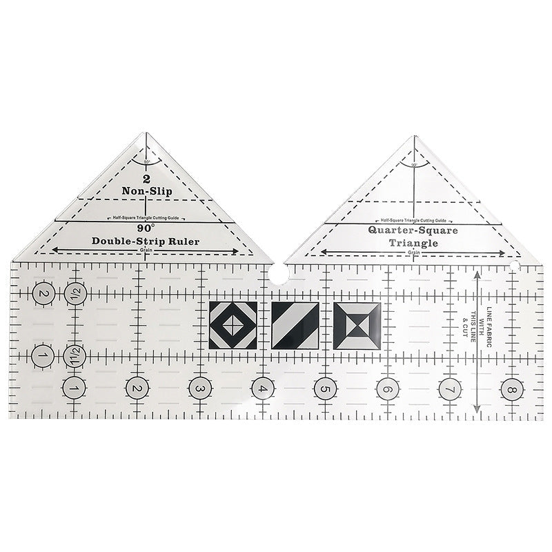 Quilara 90 Double-Strip Ruler — Precision Quilting Tool for Triangle Cuts