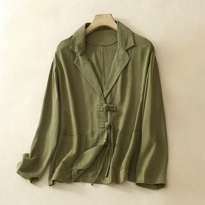 Arlena Linen Jacket — Lightweight Breathable Layer with Knotted Closures