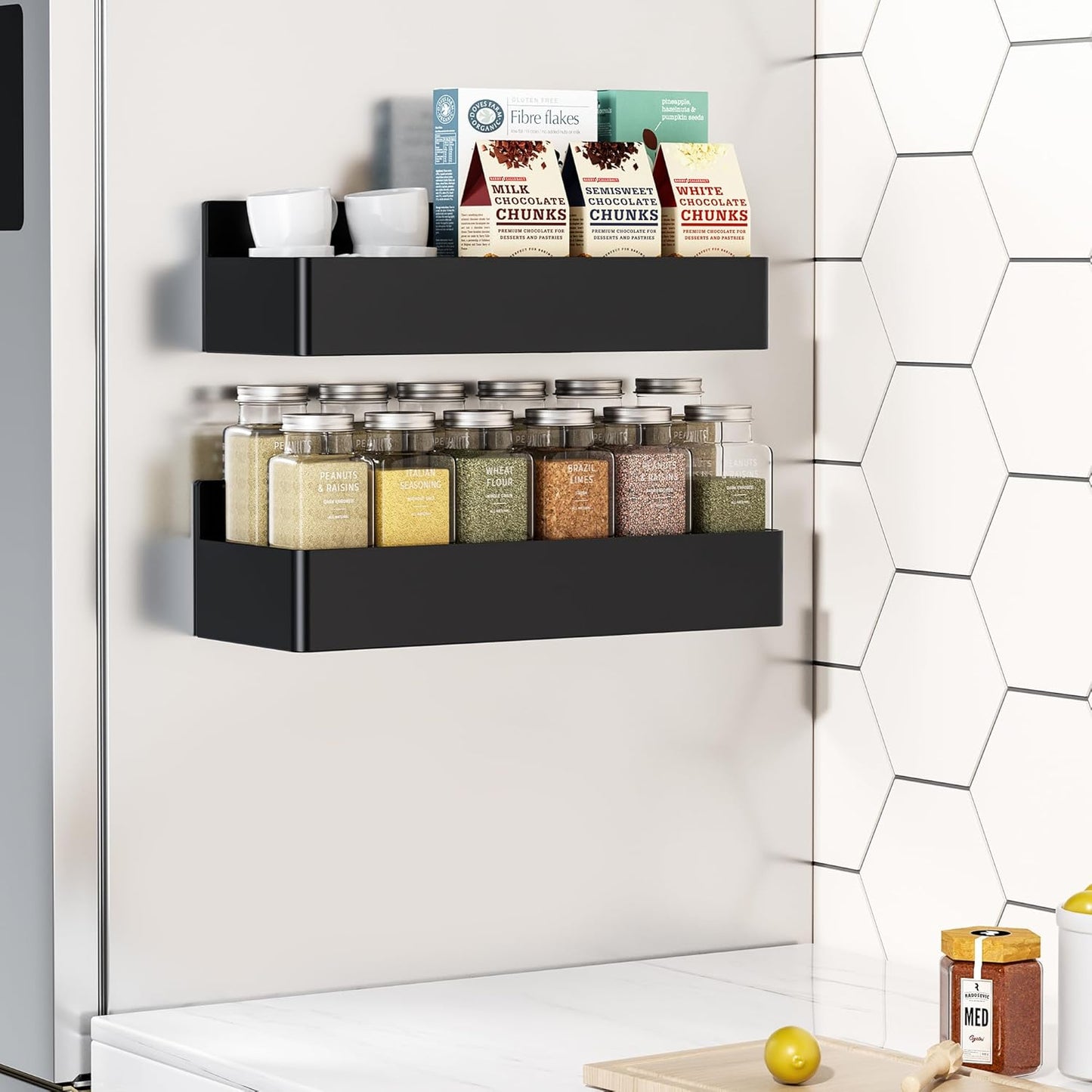 Meroa — Magnetic Kitchen Spice Shelf with Strong Steel Frame