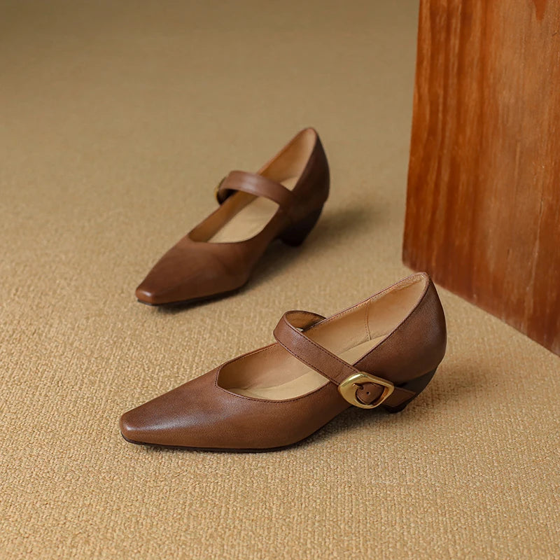 Calvea — Genuine Leather Mary Jane Pumps with Cushioned Insole