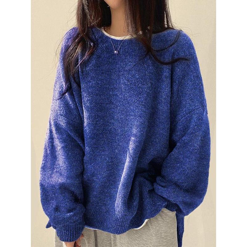 Elara Sweater — Women’s Drop Shoulder Knit Top with Split Hem