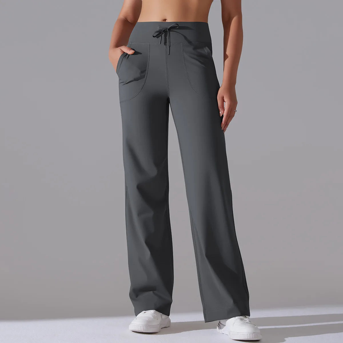 Caldena — Women's Wide-Leg Stretch Pants with Sculpted Waistband