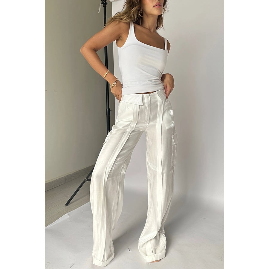 Liora — Wide-Leg Glitter Pants with Drawstring Waist and Pockets