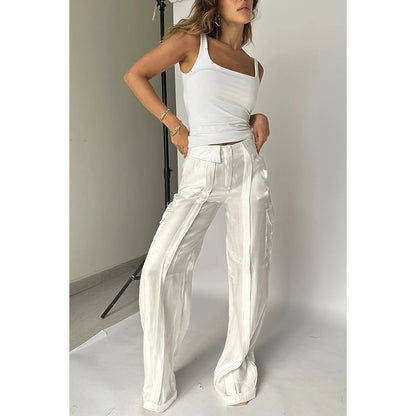 Liora — Wide-Leg Glitter Pants with Drawstring Waist and Pockets