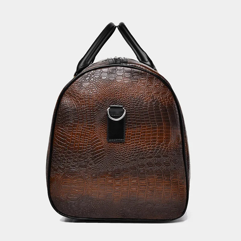 Zereno — Croc-Embossed Vegan Leather Weekender Duffle Bag