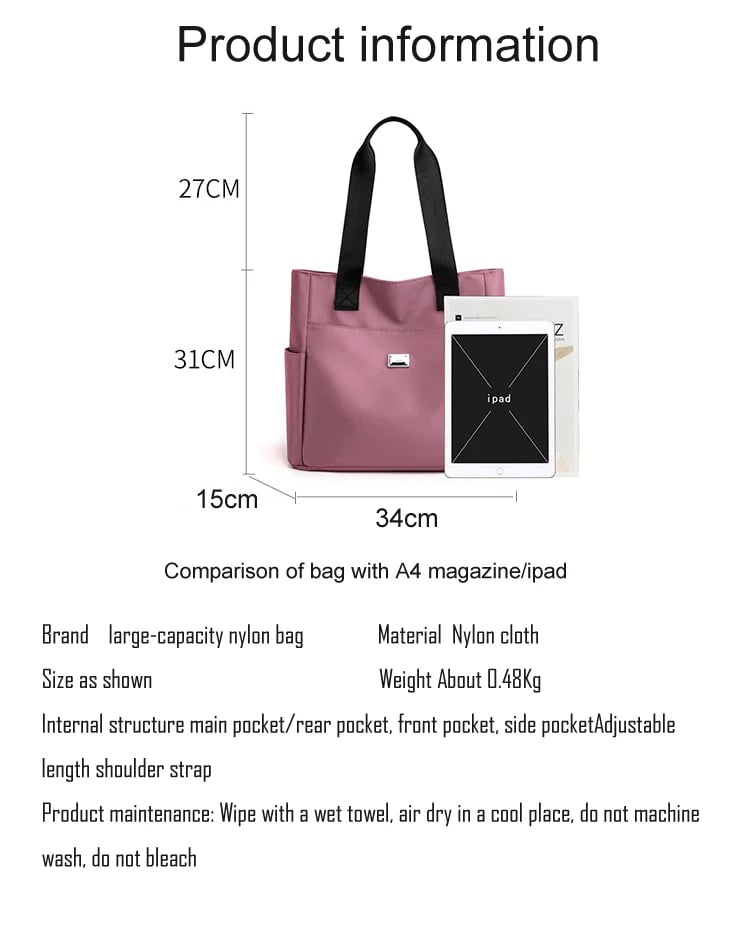 🔥Bolsa de Ombro de Nylon com Múltiplos Bolsos, Grande Capacidade e Repelente à Água