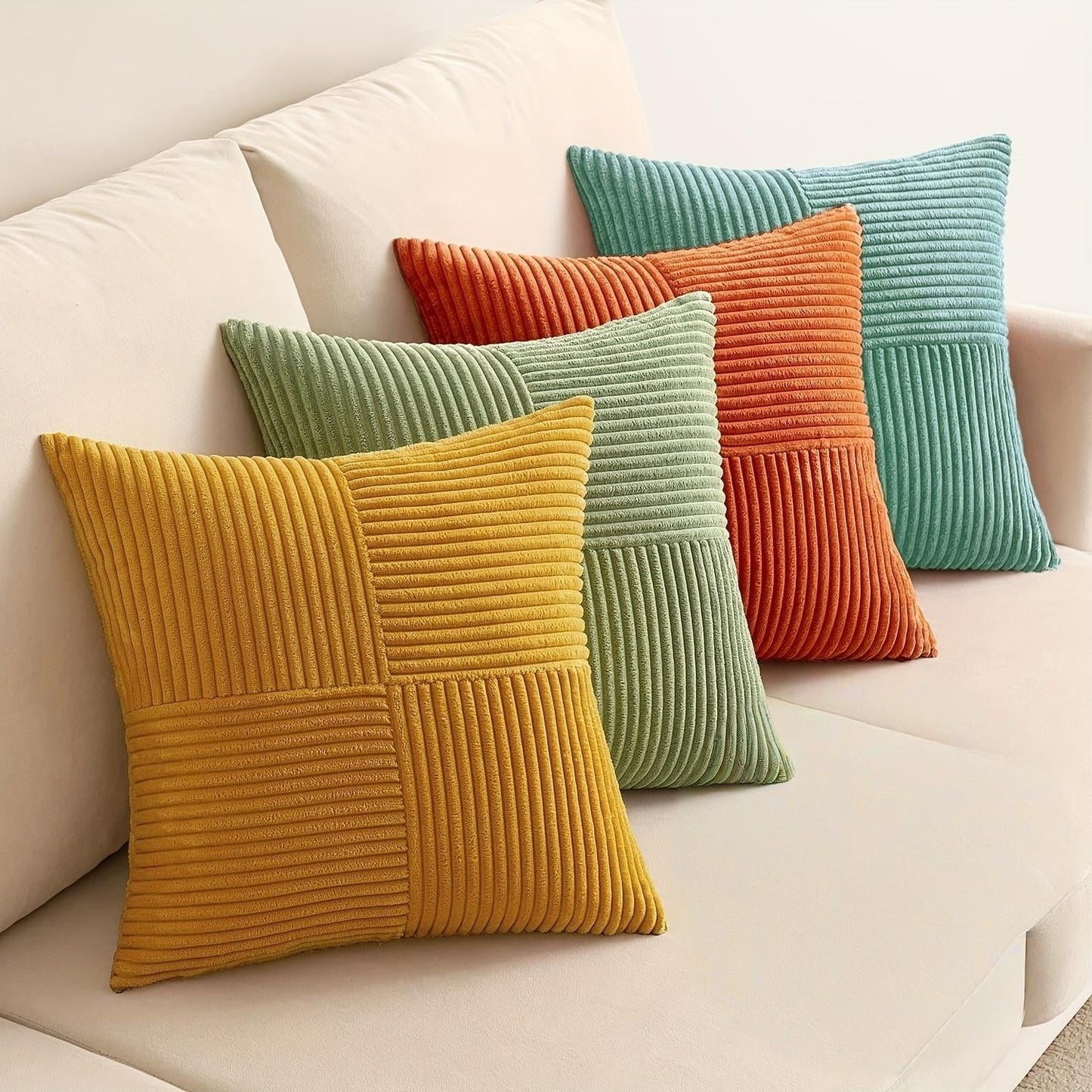 Soren Set — Modern Boho Corduroy Pillow Covers with Ribbed Texture