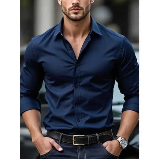 Lennox Oxford — Wrinkle-Resistant Cotton Shirt with Athletic Fit and Stretch Panels