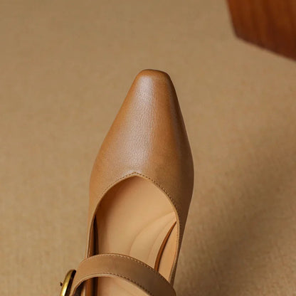 Calvea — Genuine Leather Mary Jane Pumps with Cushioned Insole