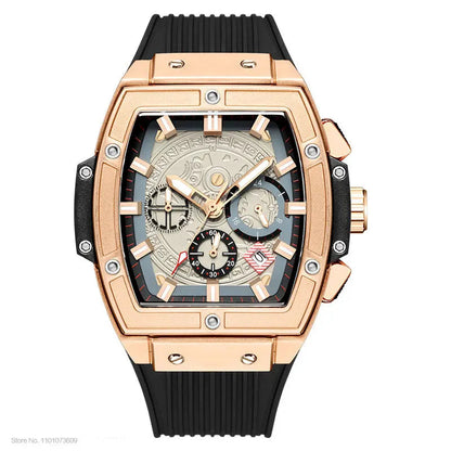 Orologio cronografo Tavion Chrono inciso in stile azteco con cinturino in silicone