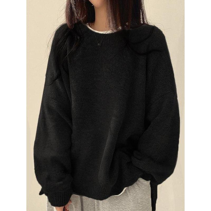 Elara Sweater — Women’s Drop Shoulder Knit Top with Split Hem