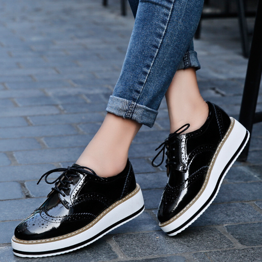 Alira — Patent Leather Platform Oxfords with Chunky Sole