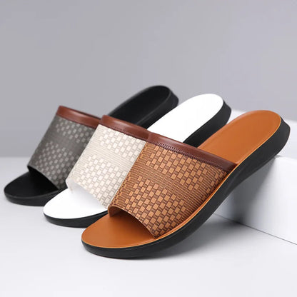 Liora — Woven Leather Sandals with Cushioned Comfort and Grip