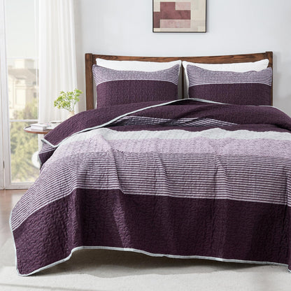 ShadowVeil™ Stripe Quilt Set — Unleash Bold Style and Year-Round Cloudlike Comfort