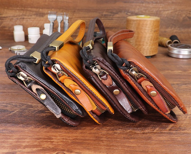 Sylvarro Herren Vintage Echtes Leder Portemonnaie - Handgefertigt Große Kapazität Rindsleder Geldklammer