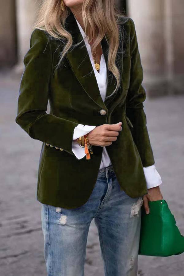 Zentavo Blazer vintage din catifea, croială slim