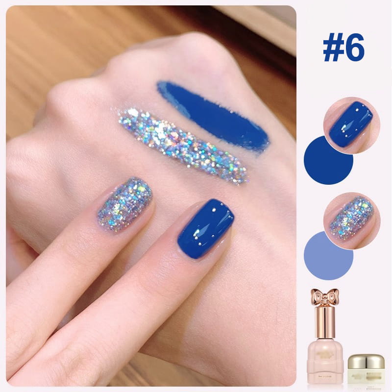 Duo de vernis à ongles Liora — Ensemble de vernis pailleté bicolore avec brillance longue durée