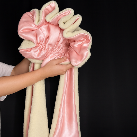 Lunari Plush Bunny Bonnet — Soft Warm Sherpa Hat with Satin Lining