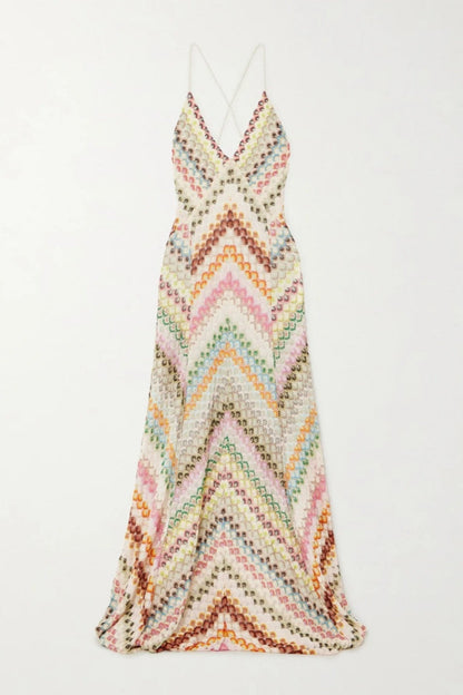 Malora — Handcrafted Cotton Crochet Maxi Dress with Adjustable Straps
