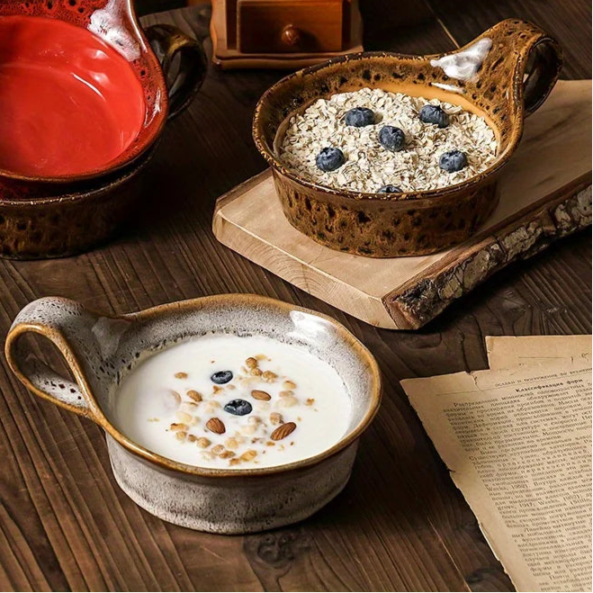 Lioren Bol — Bol Rustic din Ceramică pentru Fulgi de Ovăz, Lucrat Manual