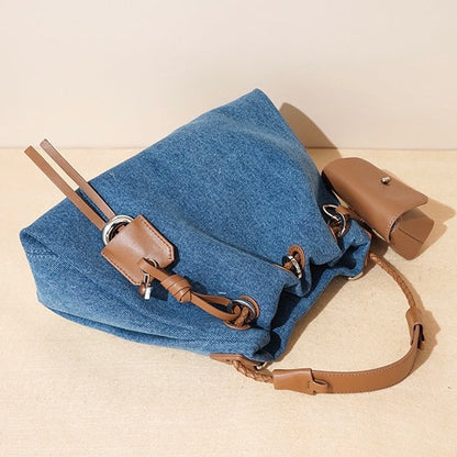 Kieranza — Women's Genuine Leather Denim Patchwork Hobo Bag