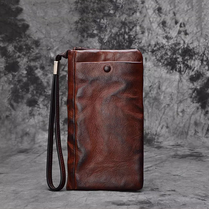 Sylvarro Herren Vintage Echtes Leder Portemonnaie - Handgefertigt Große Kapazität Rindsleder Geldklammer
