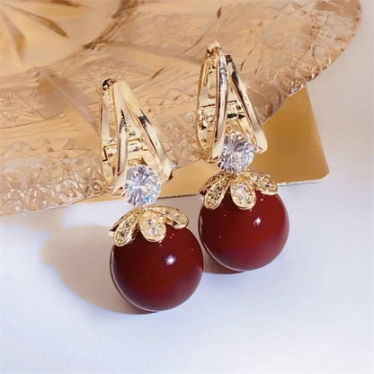 Liora Pearl Earrings — Sparkling Huggie Hoops with Dangle Pearls