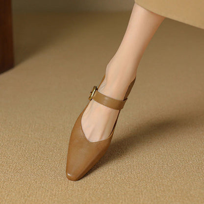 Calvea — Genuine Leather Mary Jane Pumps with Cushioned Insole
