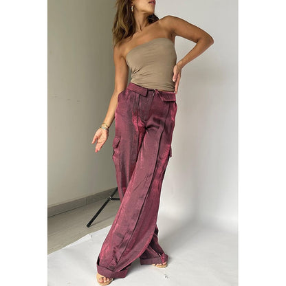 Liora — Wide-Leg Glitter Pants with Drawstring Waist and Pockets