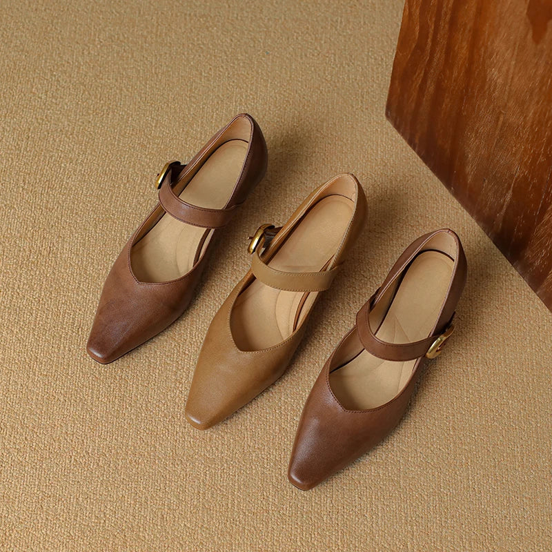 Calvea — Genuine Leather Mary Jane Pumps with Cushioned Insole