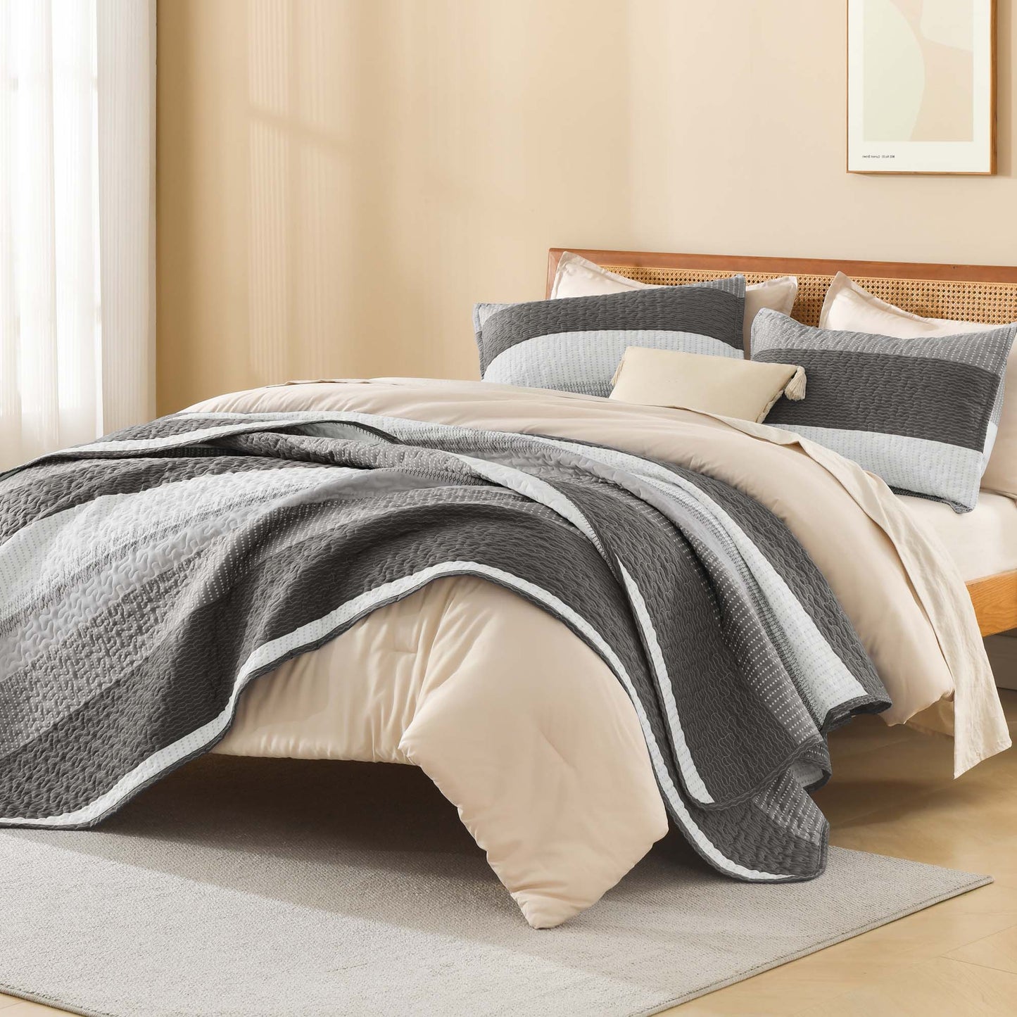 ShadowVeil™ Stripe Quilt Set — Unleash Bold Style and Year-Round Cloudlike Comfort