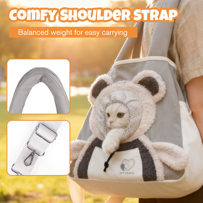 Bear-Y Canvas Pet Carrier — Small Dog and Cat Bag with Open-Top Design